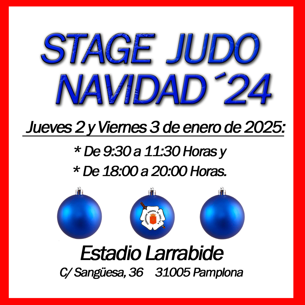 Stage Judo Navidad Pamplona, 2 y 3 de enero de 2025